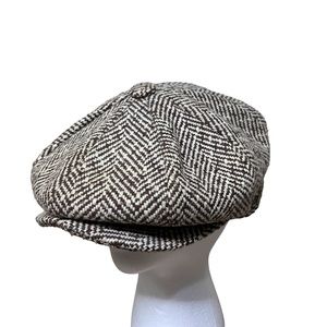 EPOCH Men's Classic Herringbone Wool Blend Newsboy Snap Brim Hat XL